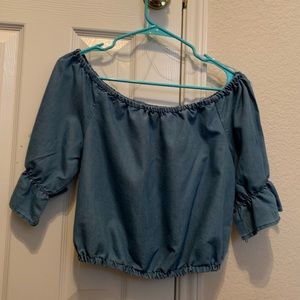 Chambray Off The Shoulder Top